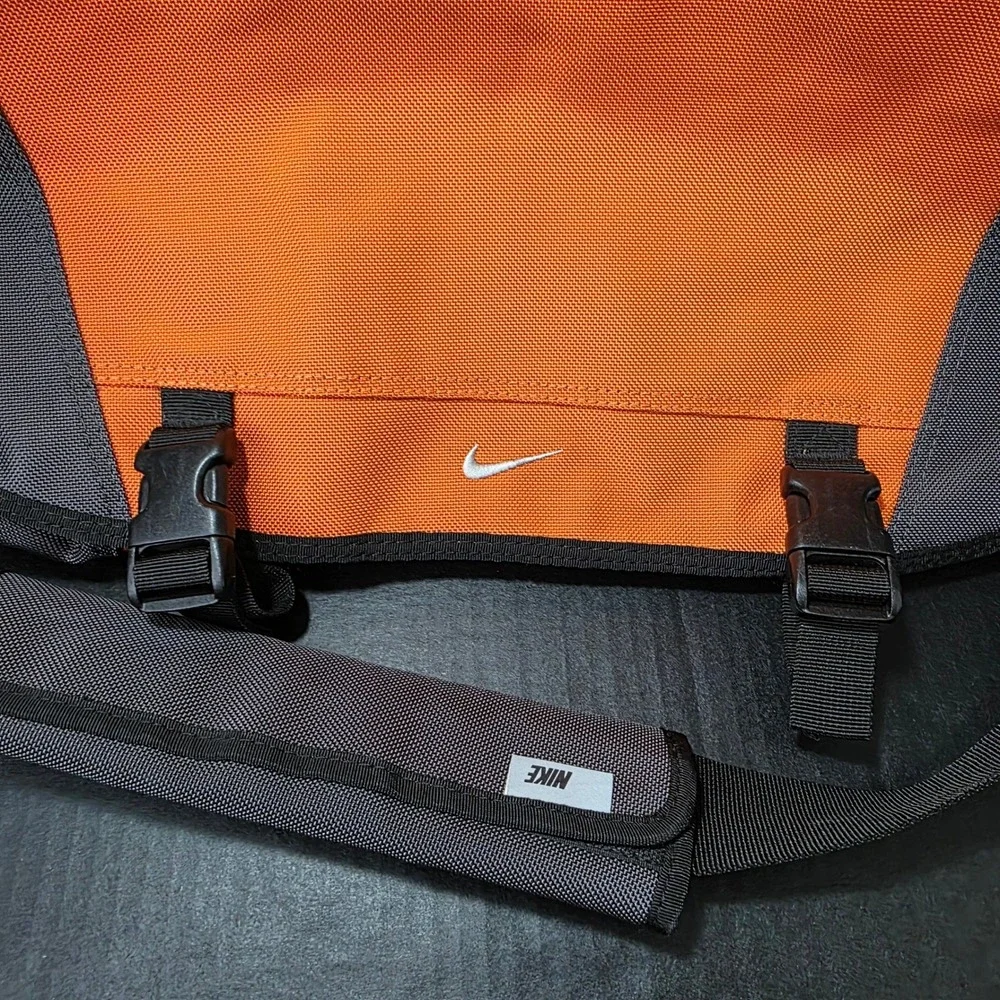 Nike Messenger Bag Orange Gray Nylon Vintage Y2K Crossbody Large Biking Backpack